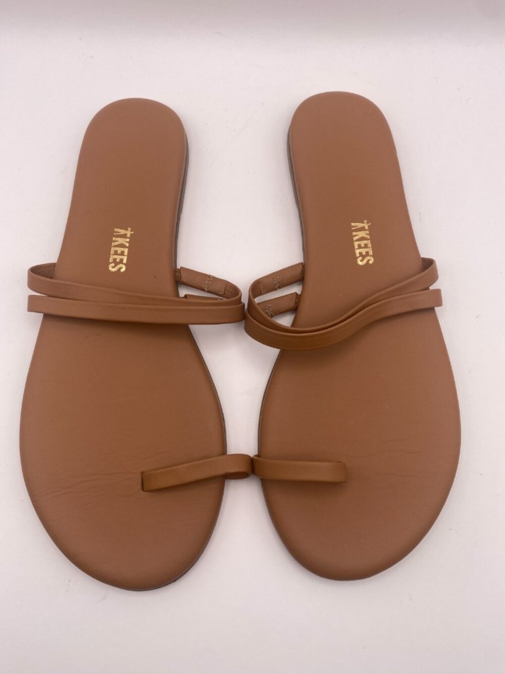 TKEES Leah Women's Brown Toe Leather Sandal Sz 8